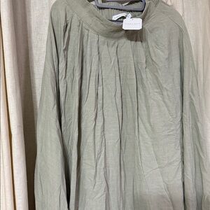Madewell Sage Green Pleated Blouse